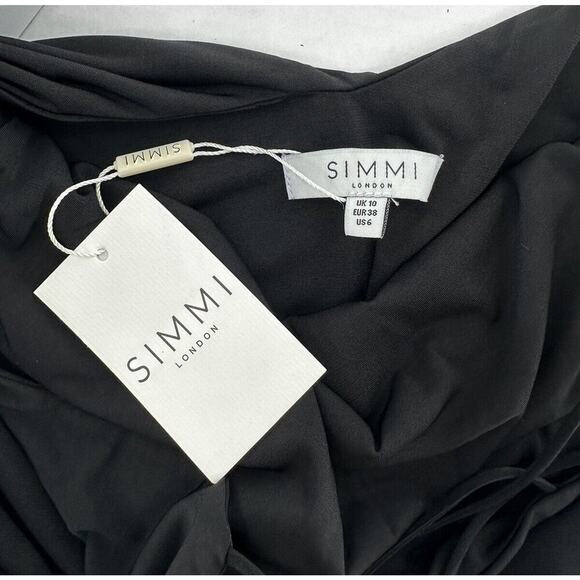 Simmi London Dress Size Uk 10 US 6 Midi Asymmetrical Black Party Formal Elegant - Picture 4 of 4